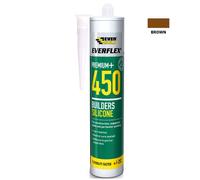 Everbuild Everflex 450 Premium+ Builders Silicone Sealant - Waterproof Seal - Suits Most Building Materials - Internal and External Use - Brown - 300ml