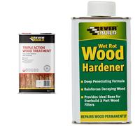Everbuild Triple Action Wood Treatment | Kills and Protects Against Wood Rot and Wood Boring Insects - Clear - 5 Litr & WOODHARD2 LumberIrwin Wet Rot