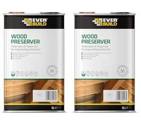 Everbuild Wood Preserver - Interior and Exterior Use - Low Odour - Quick Drying - Long Lasting Protection - Clear - 5 litres (Pack of 2)
