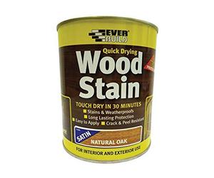 Everbuild Woodstain Satin | Quick Drying, Professional Wood Satin for Architectural Tibmer, Cladding and Garden Furniture - 750ml - Natural Oak