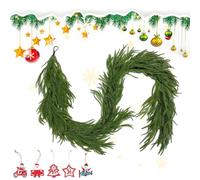 Evercedar Real Touch Garland, 9 Ft Real Touch Norfolk Greenery Pine Garland, Green Artificial Christmas Garlands, Thickned Xmas Indoor Decor for Fireplace, Stairs, Dining Table (1PCS,1.8M-NO Light)