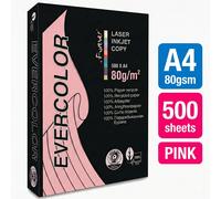 Evercolor A4 Pink Printer Paper 80gsm 500 Sheets 100% Recycled Inkjet Laser Copy
