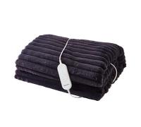 EverCosy Small Luxury Striped Fleece Electric Heated Throw - Navy