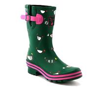 Evercreatures Womens Chicken Short Wellington Boots 11CHK04 Green Print 4 UK, 37 EU Regular