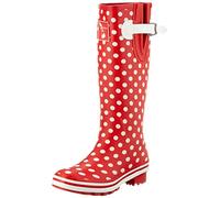 Evercreatures Womens Tall Wellington Boots 10DOT08 Red/White Polka Dots 8 UK, 41 EU Regular