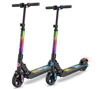 EVERCROSS EV06C Electric Scooter, 6.5'' Foldable Electric Scooter for Kids Ages 6-12, Up to 15 KM/H & 8 KM, LED Display, Colorful LED Lights (pink+blue)