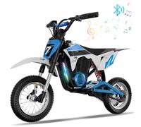 EVERCROSS EV12M PRO Kids Ride On Motorcycle, Electric Motorcycle with 300W Motor, 11.18Miles Long-Range, 12'' Pneumatic Tire, Bluetooth Music, Colorful Lights, Motor Cross for 110cm+ Height