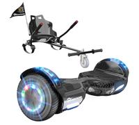 EVERCROSS Hover Board Kids, Hoverboards with Seat Attachment Hoverkart, 6.5" Self Balancing Scooters, Hoverboards Bluetooth with LED Lights, Ideal Hover Board for Kids Teenagers Adults Black