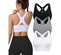 Evercute Racerback High Support Bras Adjustable Sports Bras for Women 3/4 Pack Seamless Padded Workout Bras Yoga Athletic Bra, Black-White-Gray 3 Pack, S