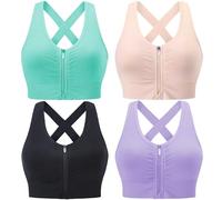 Evercute Women's Zip Front Post-Surgery Bra Seamless (Pack of 1) | High support, S-XXXL, plus size, large bust, A-DDD cup, removable pads, full coverage, seamless