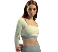 Everday Women Yoga Classic Low- Cut Square Necking Long Sleeve Crop - Light-to-Medium Support Super-Cropped Length Activewear (UK, Alpha, M, Regular, Regular, Milky White)