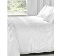 Homespace Direct White Single Duvet Cover & P/case Bedding Bed Set Floral Emdroidered