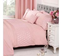EVERDEAN FLORAL BLUSH PINK DUVET COVER & PILLOWCASE SET ELEGANT - DOUBLE