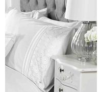 EVERDEAN FLORAL SINGLE DUVET COVER SET EMBROIDERED - WHITE