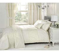 Rapport Home Cream Double Duvet Cover Bedding Bed Set Floral Emdroidered, Beige