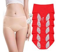 Everdrie Leakproof Ladies Underwear, Ultradries Incontinence Panties, Everdrie Panties for Women Over 60 Washable Reusable Cotton Panties (Red-5Pcs,XL)