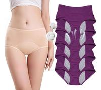 Everdrie Leakproof Ladies Underwear, Ultradries Incontinence Panties, Everdrie Panties for Women Over 60 Washable Reusable Cotton Panties (Purple-5Pcs,XL)