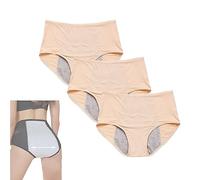 Everdries Leakproof Panties for Over 60#s,Leakproof Underwear for Women Incontinence,High Waist Comfy Skin-Friendly Cotton Period Protective Panties Plus Size. (6XL, 3 Pcs Skin Color)