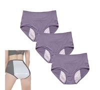 Everdries Leakproof Panties for Over 60#s,Leakproof Underwear for Women Incontinence,High Waist Comfy Skin-Friendly Cotton Period Protective Panties Plus Size. (L, 3 Pcs Light Purple)