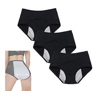 Everdries Leakproof Panties for Over 60#s,Leakproof Underwear for Women Incontinence,High Waist Comfy Skin-Friendly Cotton Period Protective Panties Plus Size. (4XL, 3 Pcs Black)