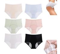 Everdries Leakproof Underwear for Women,High Waist Leak Proof Period Protective Panties,Women's Washable Menstrual Period Panties Plus Size. (XXL, 6 Pcs)