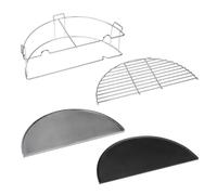 Everdure by Heston Blumenthal 4K Half Moon Riser Kit - Cast Iron & Stainless Steel Grill Surface Extension Set for Kamado 4K BBQ - Multi-Level Cooking Rack with Grill Plate & Grate Inserts