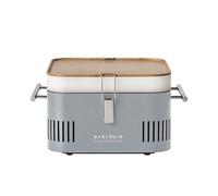 Everdure by Heston Blumenthal Cube Portable Charcoal BBQ Grill - Compact Travel Barbecue with Bamboo Tray, Chrome Rack, Porcelain Enamel Firebox & Cool Touch Handles - Outdoor Camping BBQ in Stone