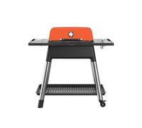 Everdure by Heston Blumenthal Force 2 Burner Gas BBQ - Premium Outdoor Gas Barbecue with Fast Ignition, Cast Iron Grill Plates, High Hood Convection Cooking & Temperature Gauge - Garden BBQ in Orange