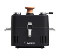 Everdure by Heston Blumenthal Cube Proflame 360 Portable Gas BBQ - Compact Outdoor Grill with Cast Iron Plate, Stainless Steel Burner, Roasting Hood, Temp Gauge & Cool-Touch Wooden Handles
