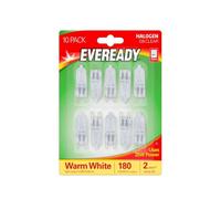Eveready 10 Pack 25W G9 Capsule Halogen Light Bulbs, 180Lm, 2800K Warm White, Dimmable, Oven Safe, For Chandeliers, Ovens