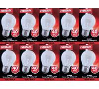 10 X Eveready 40W Es E27 Clear Golf Light Bulbs
