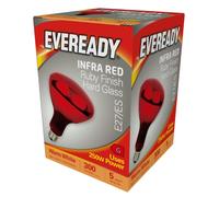 Eveready 250 Watt Finish Hard Glass Edison Screw E27 Infra Heat Lamp Bulb, W, Ruby Red