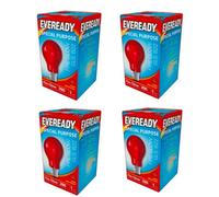 Eveready 4 Pack Gls 40W Fire Glow, Rough Service, B22 Bayonet Cap Bulbs 240V