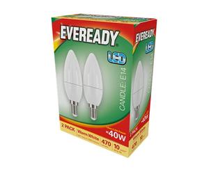 Eveready 5.2w = 40w LED Candle E14 SES 2 Pack