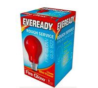 Eveready 8 Pack Gls 60W Fire Glow, Rough Service, B22 Bayonet Cap Bulbs 240V