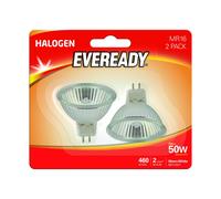 Eveready ECO Halogen 40W (50W Equivalent) MR16 Cap Light Bulb, Pack of 2, GU5.3, 50 W