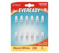 Eveready G4 Halogen Light Bulbs, 20W, 12V, 2-Pin Base, Clear Capsule, Warm White, Dimmable, 12-Pack