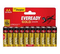 Eveready Gold by Energizer - AA Battery (20 Pack) - Double A Batteries - 1.5V Alkaline - Reliable Power For Every Day Devices - 10 Year Shelf Life