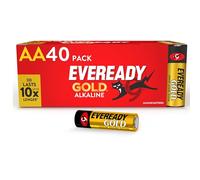 Eveready Gold by Energizer - AA Battery (40 Pack) - Bulk Double A Batteries - 1.5V Alkaline - Reliable Power For Every Day Devices - 100% Recyclable Plastic Free Packaging - 10 Year Shelf Life