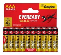 Eveready Gold by Energizer - AAA Battery (20 Pack) - Triple A Batteries - 1.5V Alkaline - Reliable Power For Every Day Devices - 10 Year Shelf Life