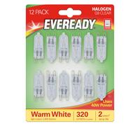 EVEREADY Halogen G9 Bulbs, 40W Dimmable, Warm White 2800K, 320 Lumens, Pack of 12 (12)