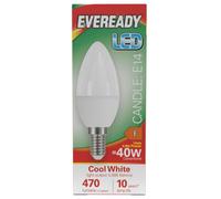Eveready LED Candle Light Bulbs 5 watts 40 watts 480 Lumen SES E14 Small Screw in Cool White 4000 kelvins Pack of 10