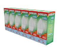 EVEREADY LED E14 Candle Bulb 4.9W Replaces 40W Daylight (6500k) 470 Lumens Non-Dimmable Light Bulb. 6 Pack. (Daylight)