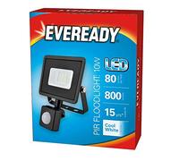 Eveready S13948-10w, Black Body, IP65, 4000k Cool White, 800lm Lumens, PIR Motion Sensor, LED Floodlight