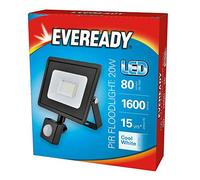 Eveready S13949-20w, Black Body, IP65, 4000k Cool White, 1600lm Lumens, PIR Motion Sensor, LED Floodlight