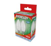 Eveready S15300 E14 SES Candle LED Bulb Opal 4.9W 470lm Daylight 6500K (2 Pack)
