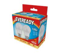 Eveready S15301 B22 BC GLS LED Bulb Opal 8.8W 806lm Warm White 3000K (2 Pack)