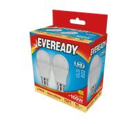 Eveready S15305 B22 BC GLS LED Bulb Opal 13.8W 1521lm Warm White 3000K (2 Pack)