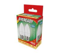 Eveready S15335 E27 ES Candle LED Bulb Opal 4.9W 470lm Warm White 3000K (2 Pack)