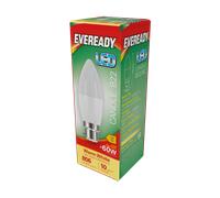 Eveready S17375 B22 BC Candle LED Bulb Opal 7.3W 806lm Warm White 3000K (5 Pack)